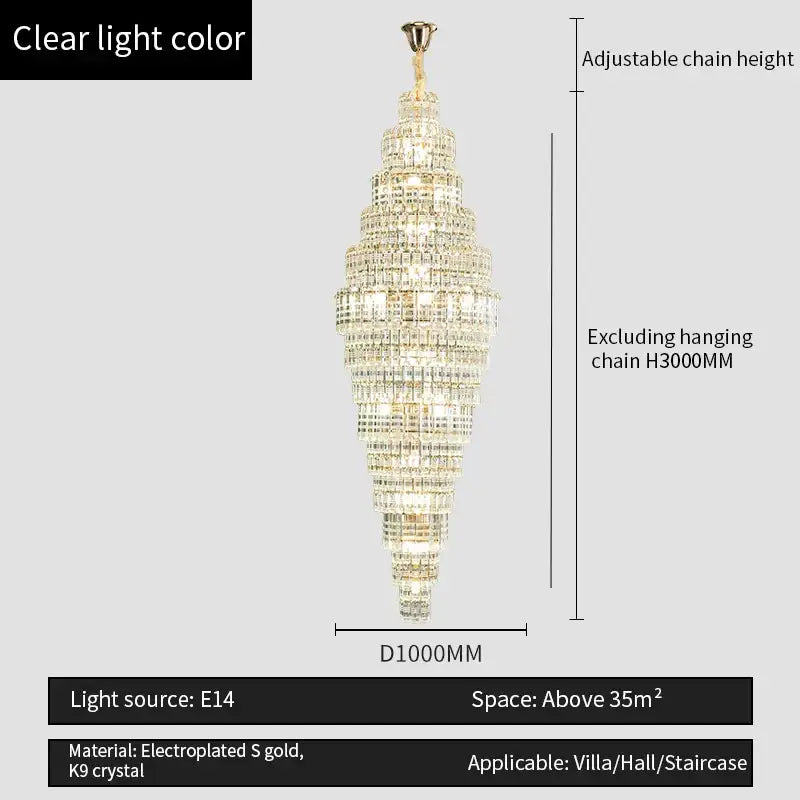 Decorbites crystal duplex chandelier luxe tiered living room light