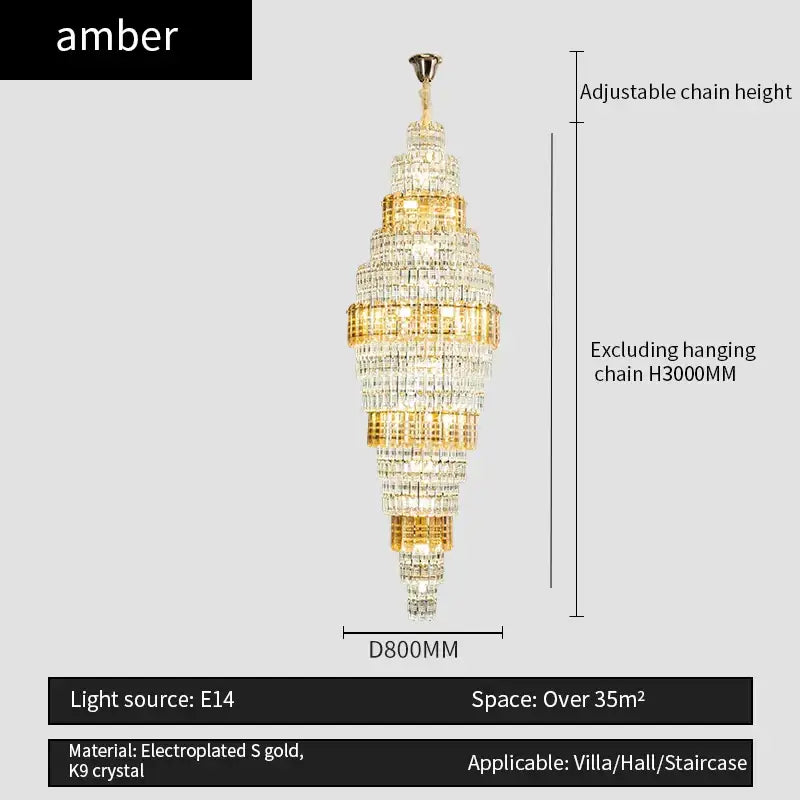 Decorbites crystal duplex chandelier luxe tiered living room light