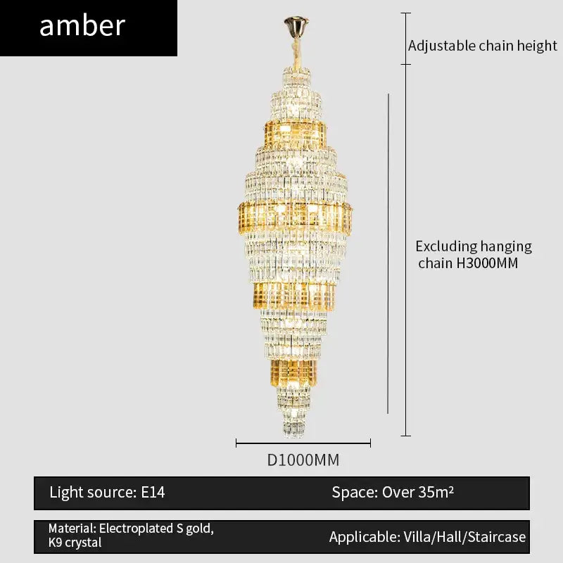 Decorbites crystal duplex chandelier luxe tiered living room light