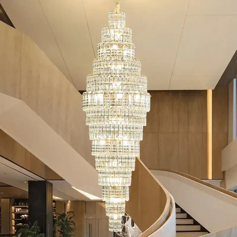 Decorbites crystal duplex chandelier luxe tiered living room light