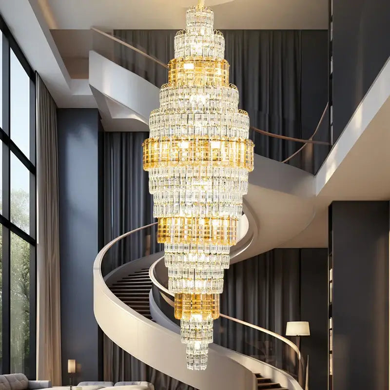 Decorbites crystal duplex chandelier luxe tiered living room light
