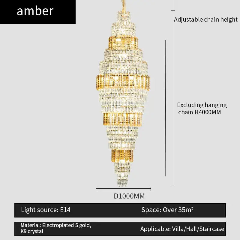 Decorbites crystal duplex chandelier luxe tiered living room light
