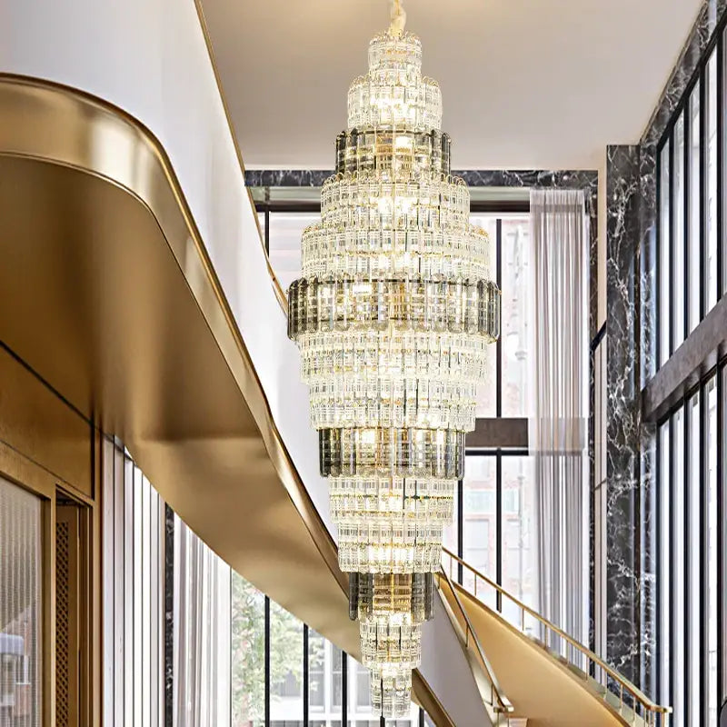 Decorbites crystal duplex chandelier luxe tiered living room light
