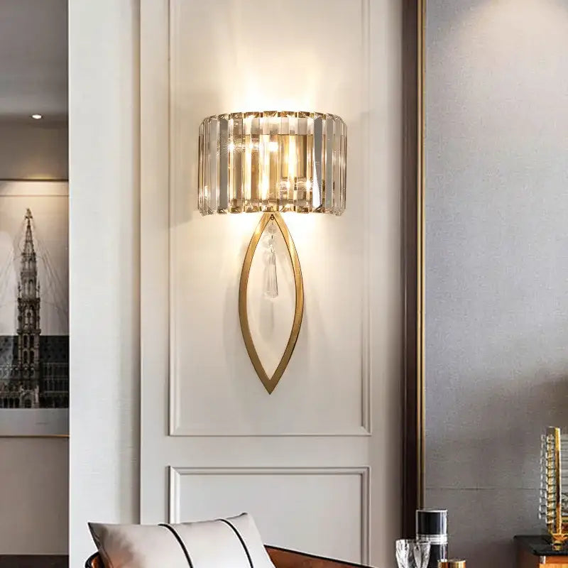 Decorbites crystal led black wall lamp with droplet for bedroom