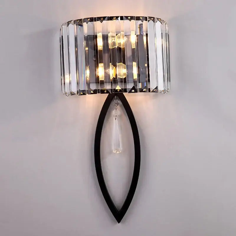 Decorbites crystal led black wall lamp with droplet for bedroom