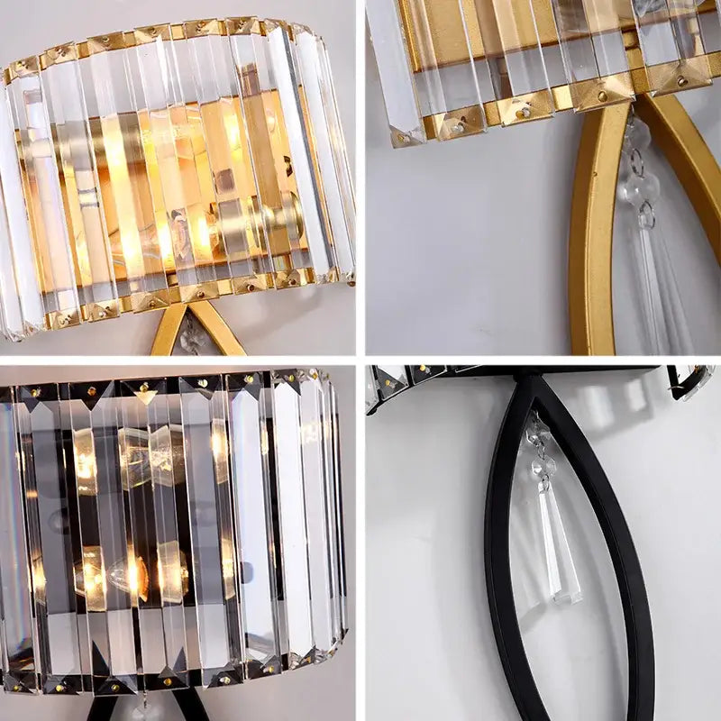 Decorbites crystal led black wall lamp with droplet for bedroom