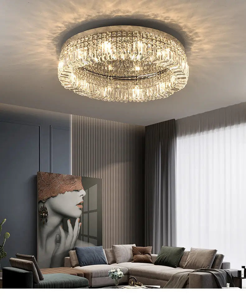 DecorBites™ Crystal LED Chandelier Ceiling Light - Gold