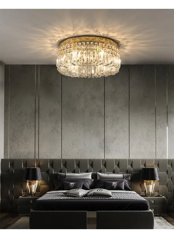 DecorBites™ Crystal LED Chandelier Ceiling Light - Gold