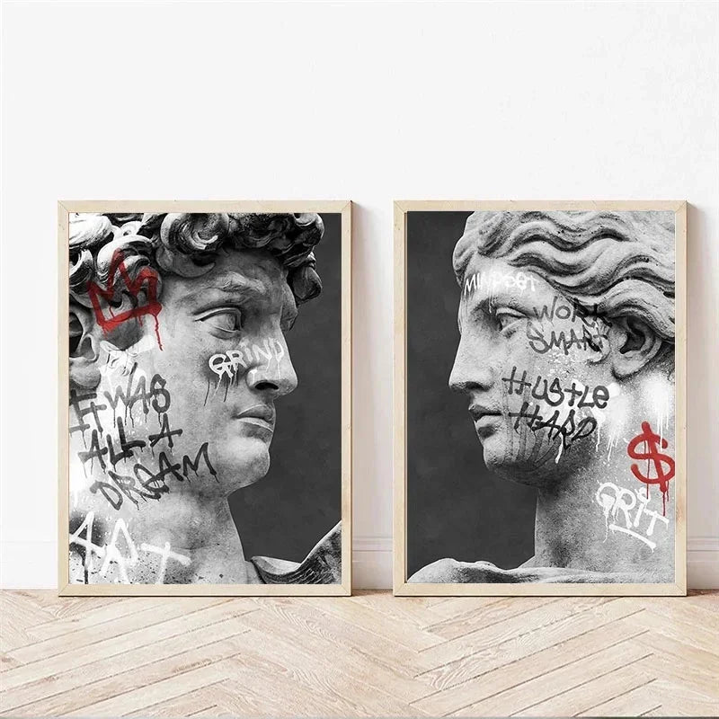 DecorBites™ David Graffiti Art Canvas Print for Room Decor