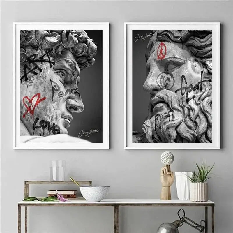 DecorBites™ David Graffiti Art Canvas Print for Room Decor