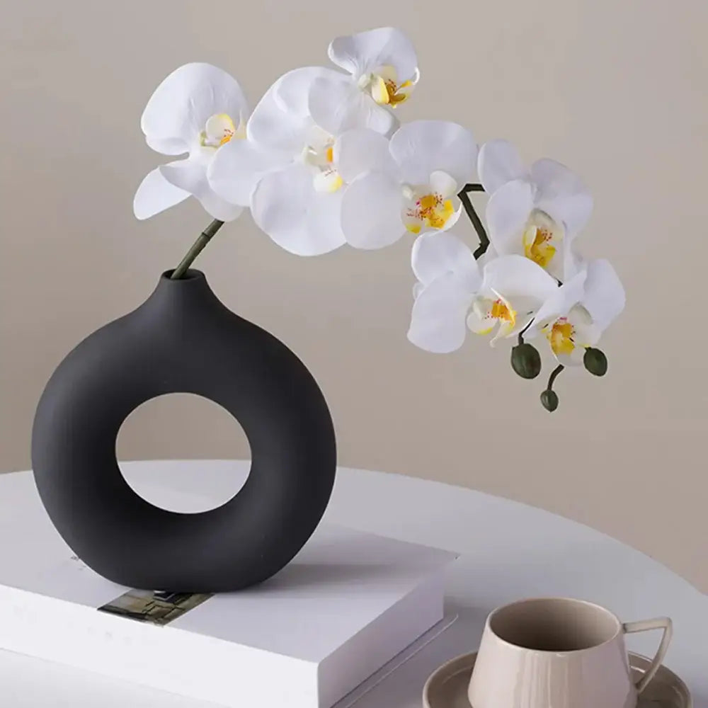 DecorBites™ Donut Shape Flower Vase - White Minimalist
