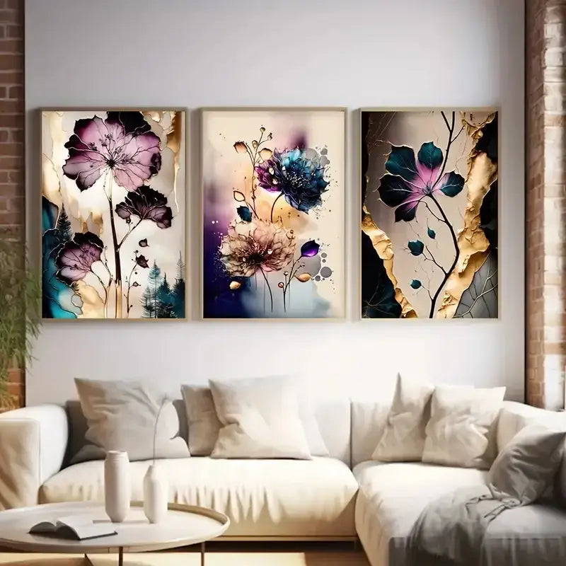 DecorBites™ Dreamy Flowers Canvas Posters Set