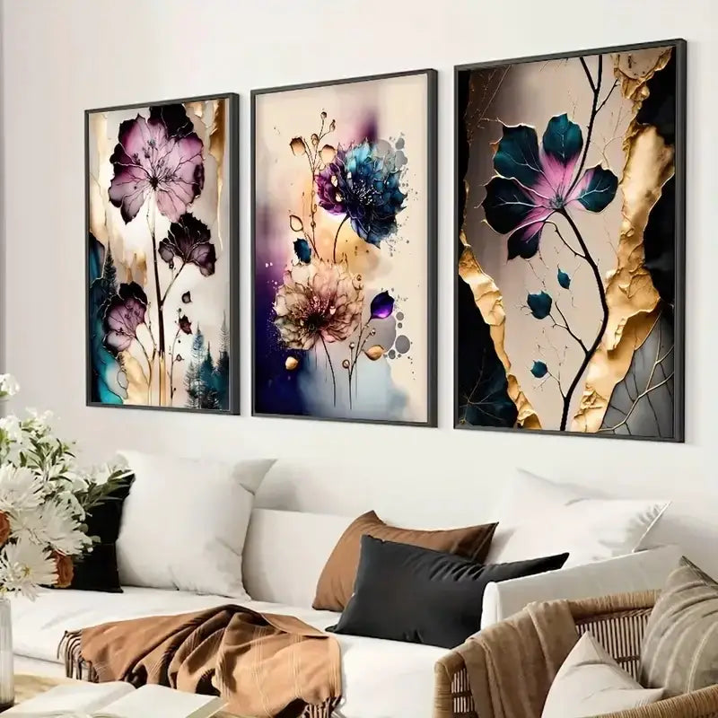 DecorBites™ Dreamy Flowers Canvas Posters Set