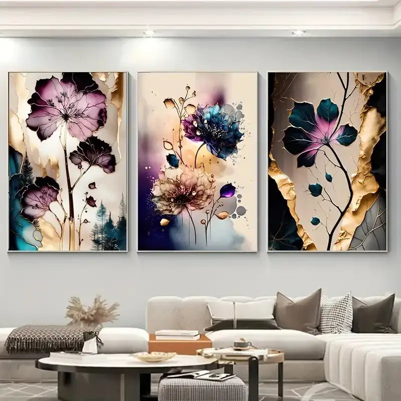 DecorBites™ Dreamy Flowers Canvas Posters Set