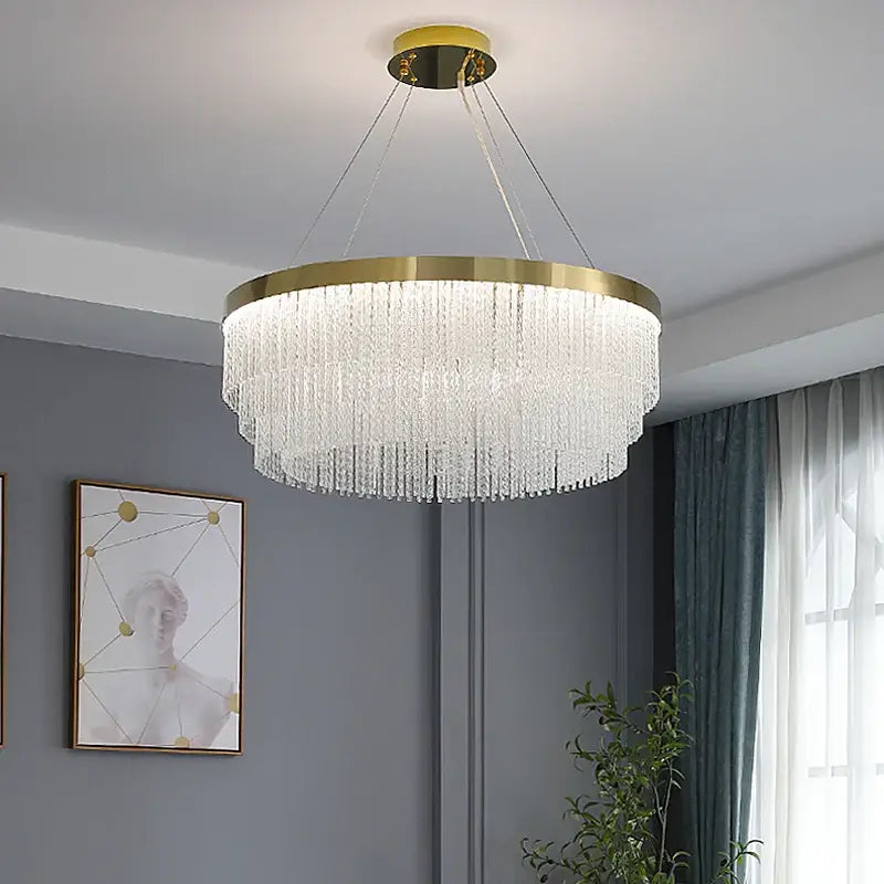 DecorBites™ Elegant Gold Crystal Chandelier for Home Lighting