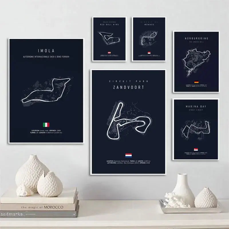 Monaco racing track canvas wall art blue cityscape living room