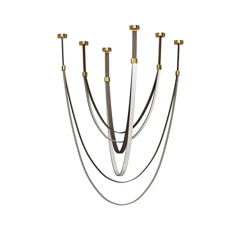Modern flexible leather belt led chandelier living room pendant light