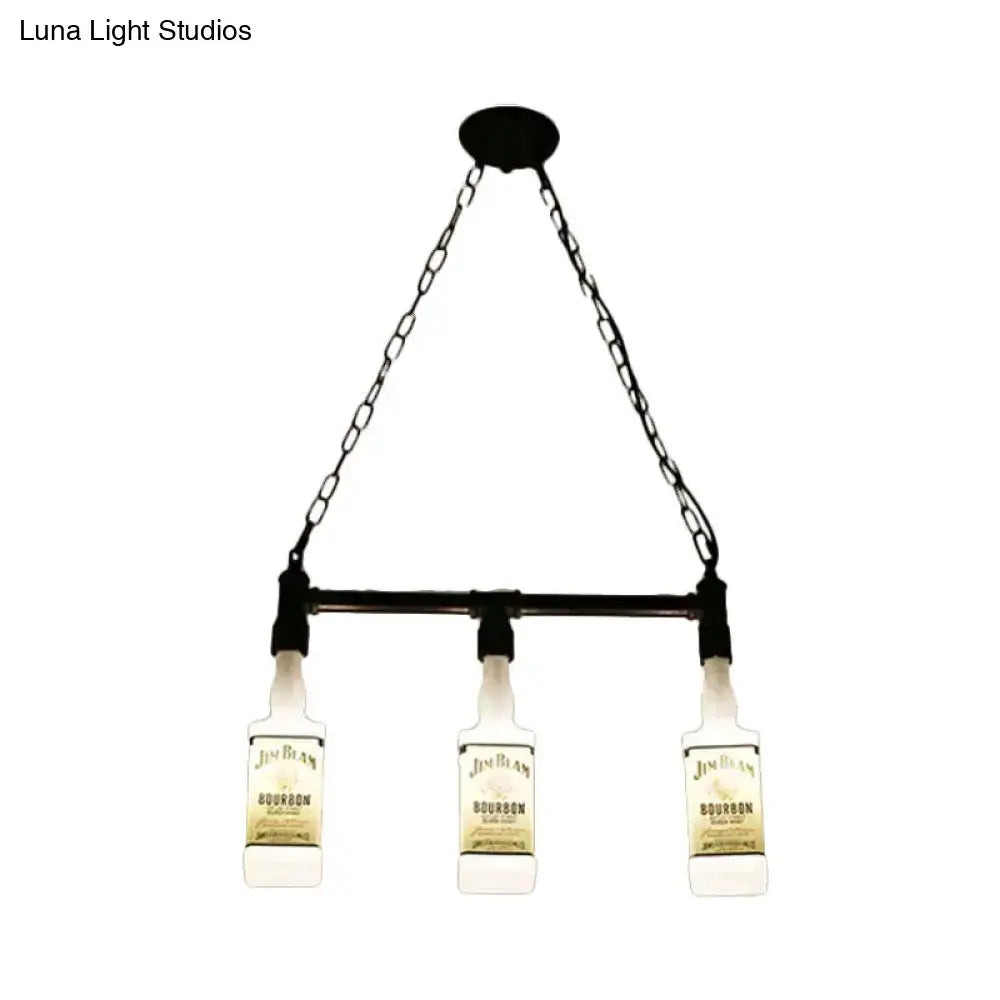 DecorBites™ Frosted White Glass Island Lamp - Loft Style, Black Wine Bottle Design - Perfect for Restaurants, Ceiling Suspension Lighting