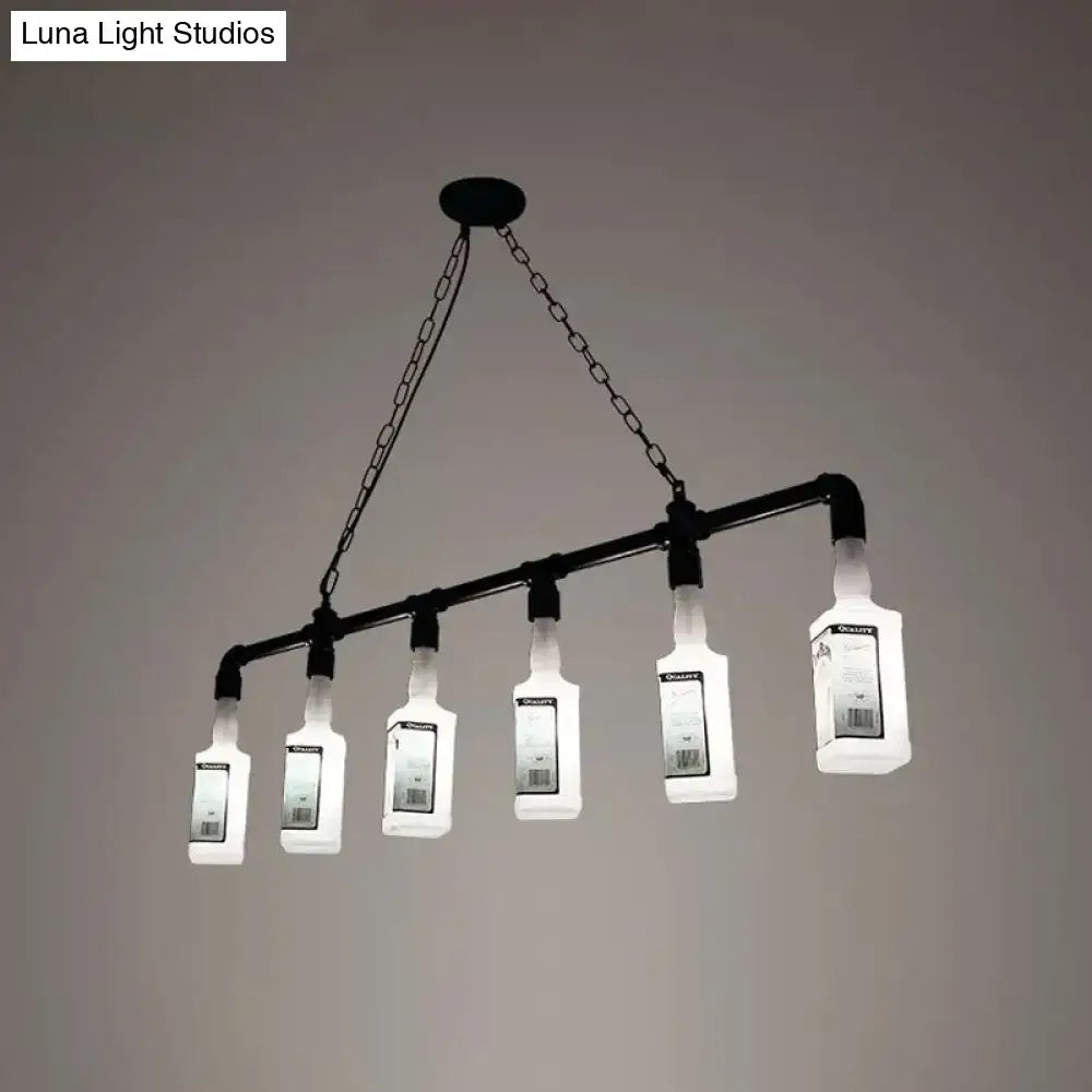 DecorBites™ Frosted White Glass Island Lamp - Loft Style, Black Wine Bottle Design - Perfect for Restaurants, Ceiling Suspension Lighting