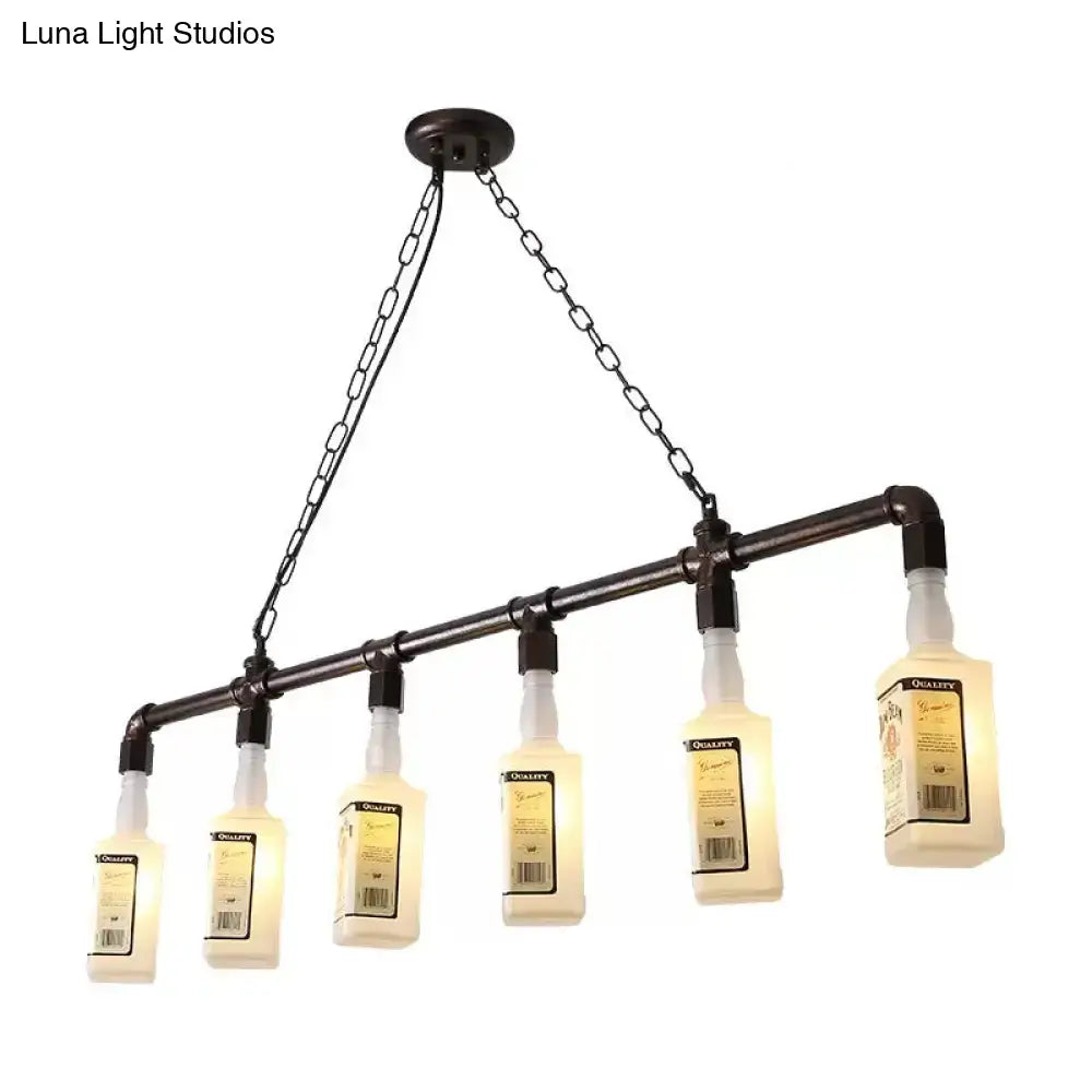 DecorBites™ Frosted White Glass Island Lamp - Loft Style, Black Wine Bottle Design - Perfect for Restaurants, Ceiling Suspension Lighting