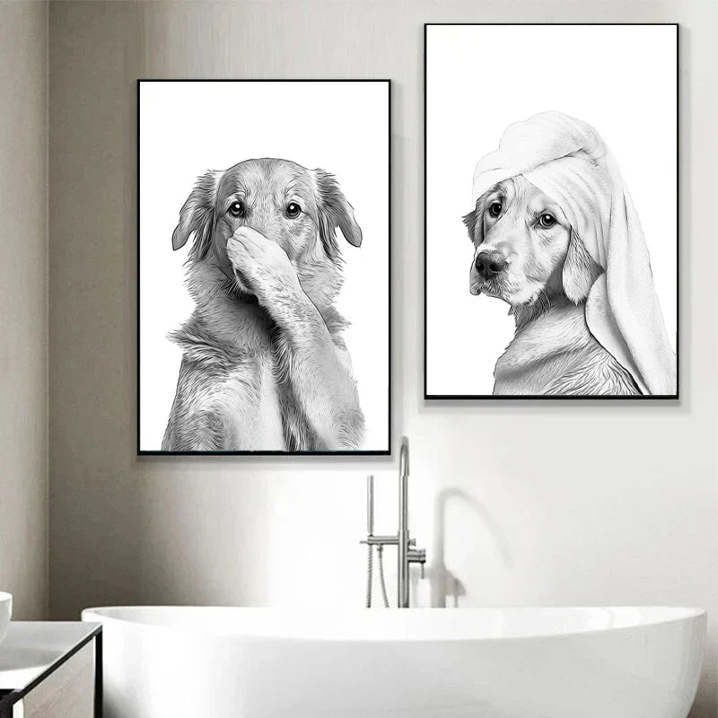 DecorBites™ Funny Animal Bathroom Canvas Wall Art