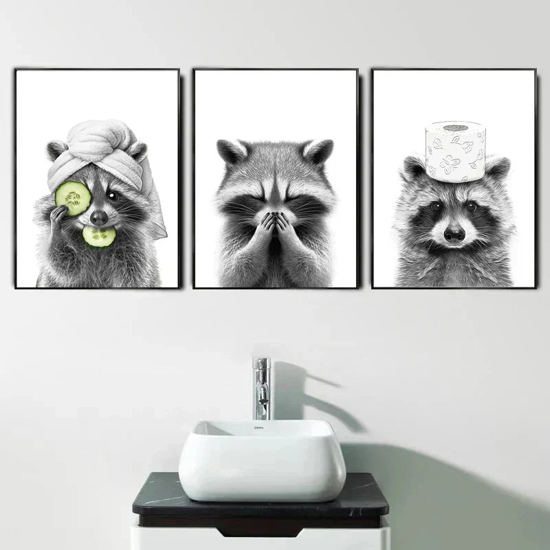 DecorBites™ Funny Animal Bathroom Poster Wall Art