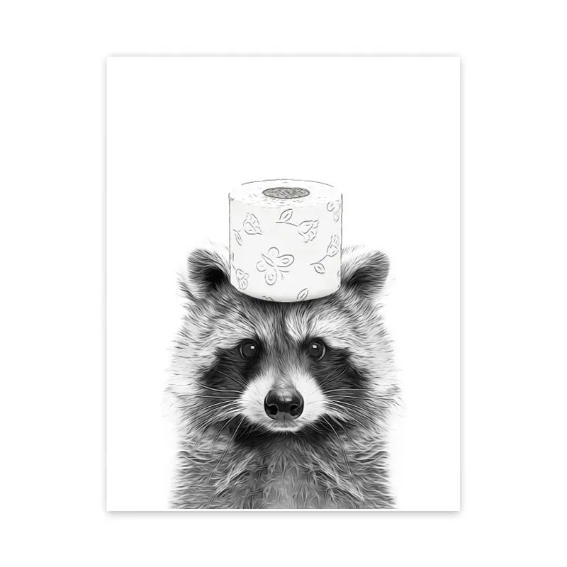 DecorBites™ Funny Animal Bathroom Wall Art Canvas Print