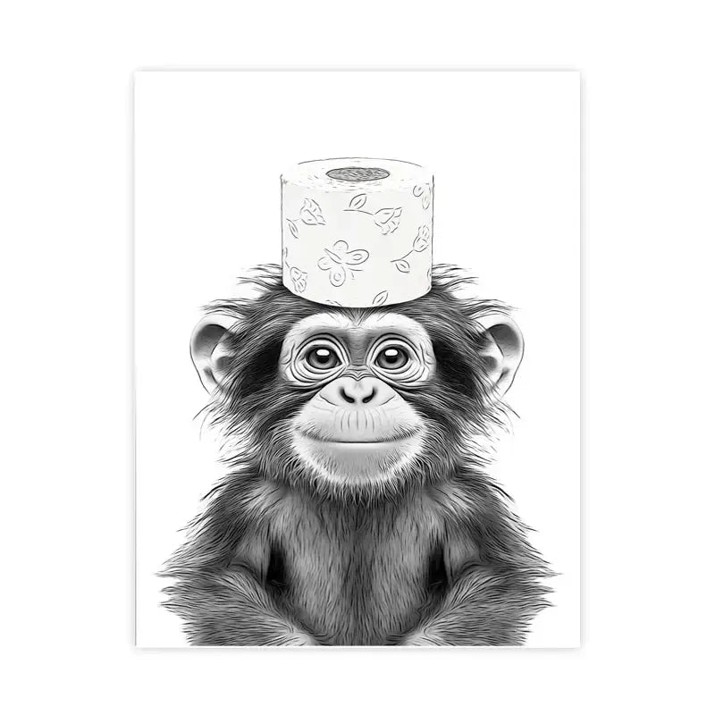 DecorBites™ Funny Animal Bathroom Wall Art Canvas Print