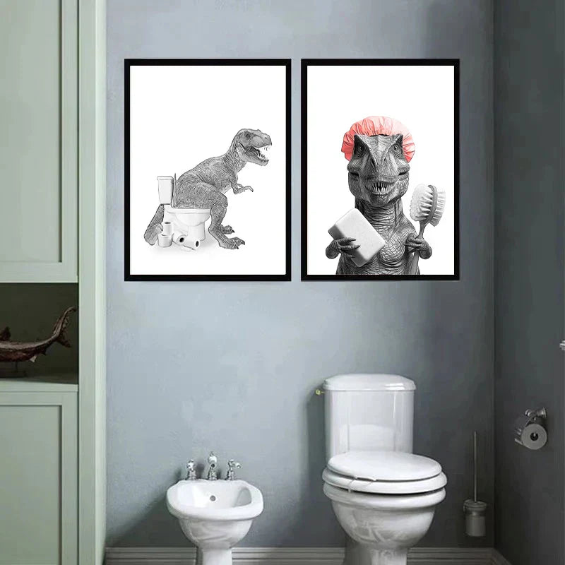 DecorBites™ Funny Animal Bathroom Wall Art Print