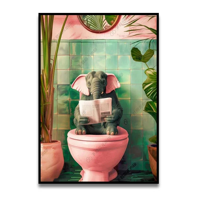 DecorBites™ Funny Bathroom Cat Canvas Wall Art