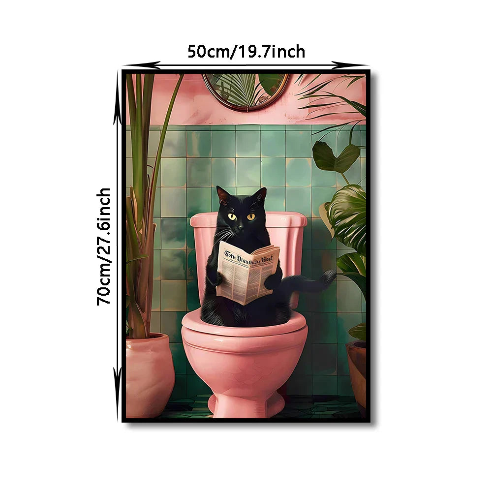 DecorBites™ Funny Bathroom Cat Canvas Wall Art