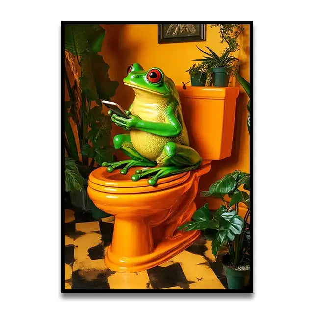 DecorBites™ Funny Bathroom Cat Canvas Wall Art