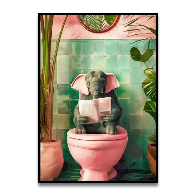DecorBites™ Funny Bathroom Cat Canvas Wall Art