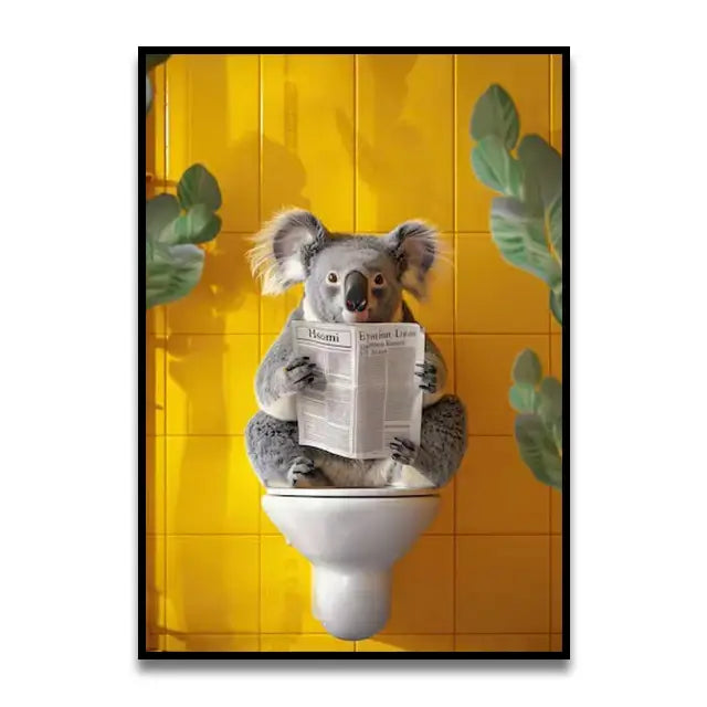 DecorBites™ Funny Cat Bathroom Canvas Wall Art