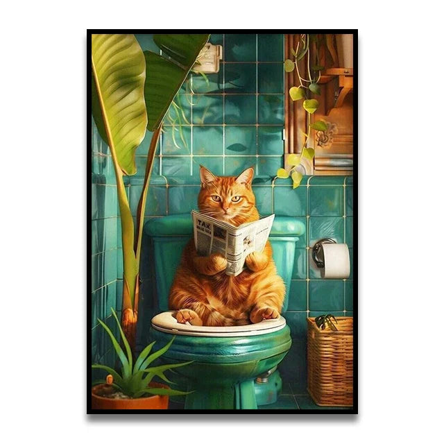 DecorBites™ Funny Cat Bathroom Wall Art