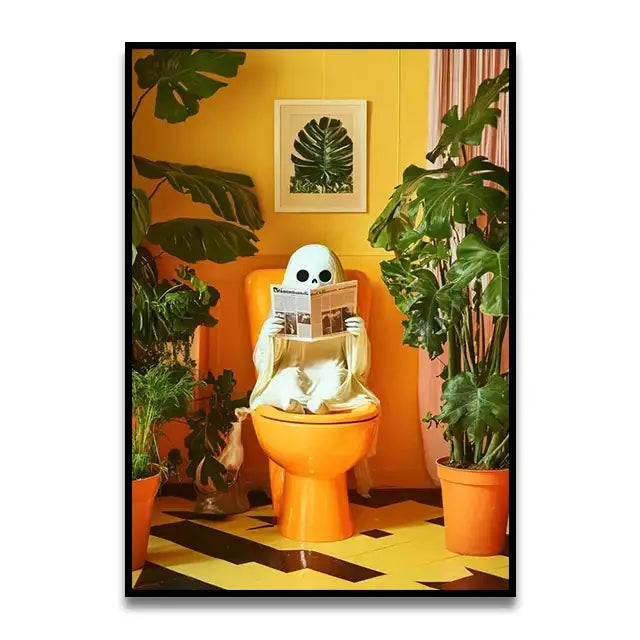 DecorBites™ Funny Cat Bathroom Wall Art Canvas Print