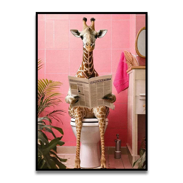 DecorBites™ Funny Cat Bathroom Wall Art Print