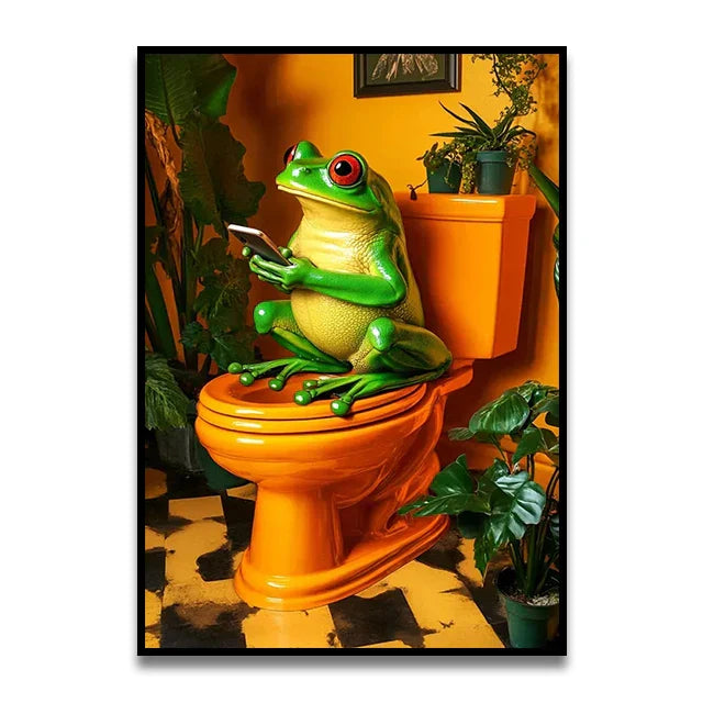 DecorBites™ Funny Cat Bathroom Wall Art Print