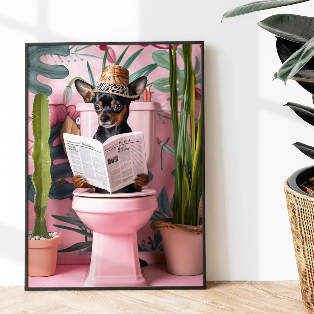 DecorBites™ Funny Cat Bathroom Wall Art Print