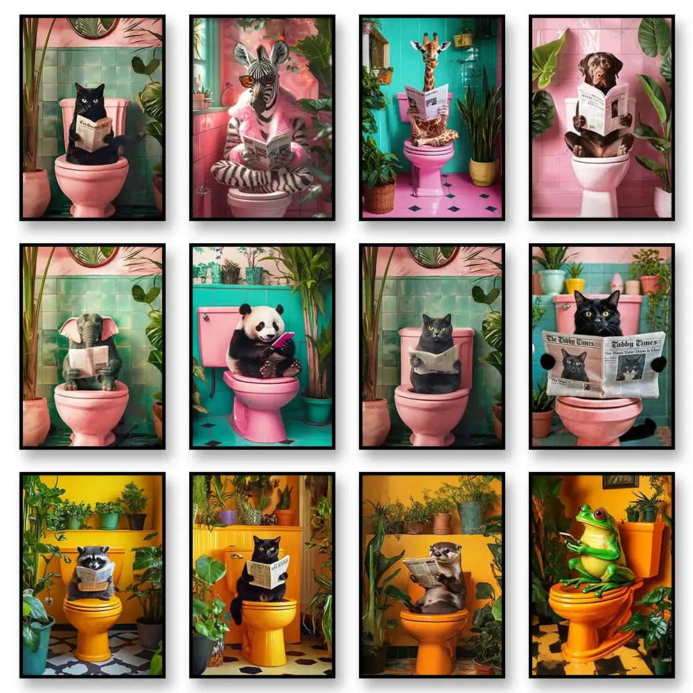 DecorBites™ Funny Cat Bathroom Wall Art