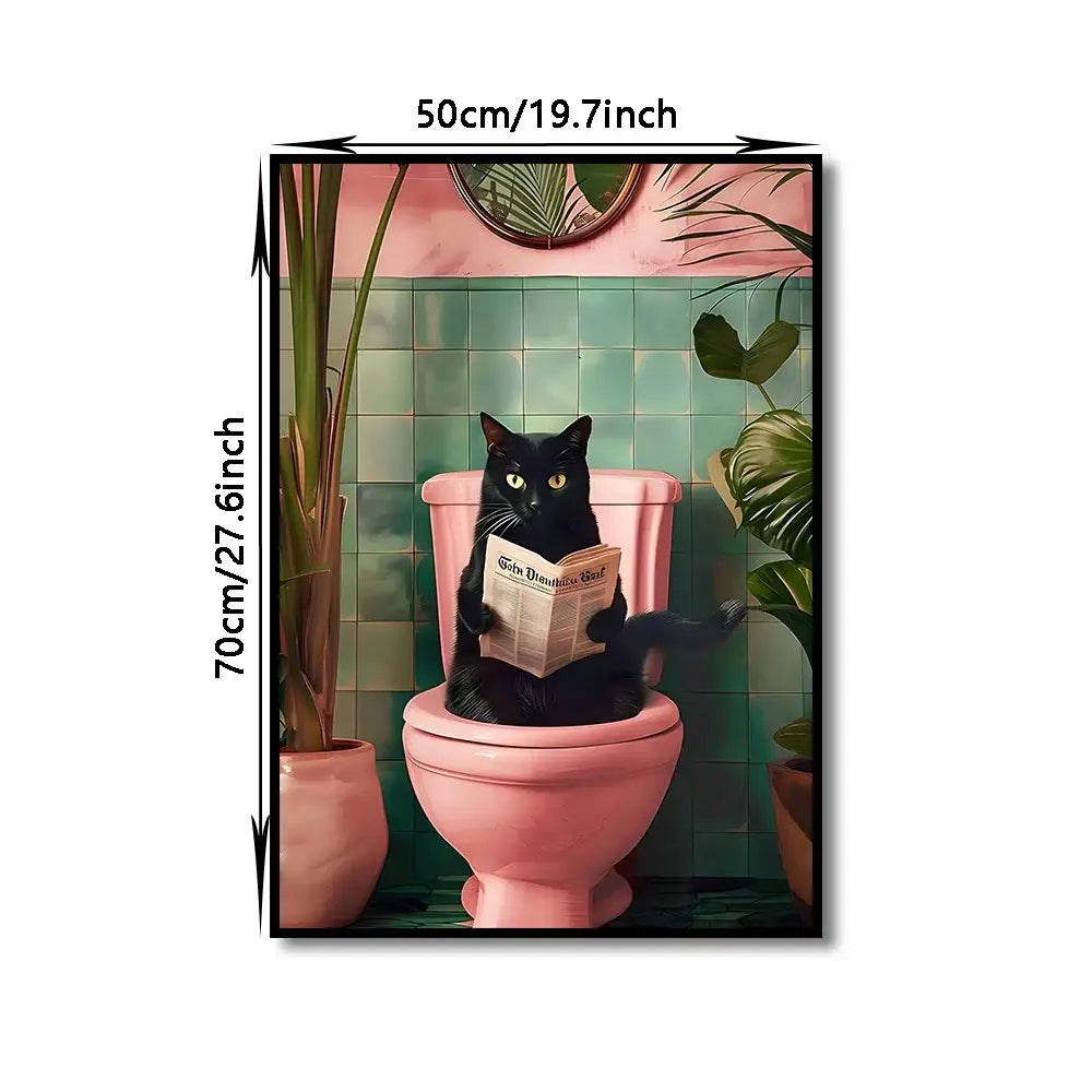 DecorBites™ Funny Cat Reading Canvas Wall Art