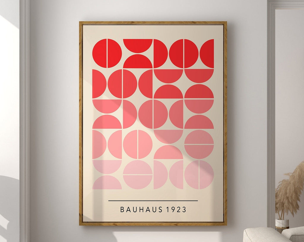 Geometric bauhaus canvas poster black & orange living room art