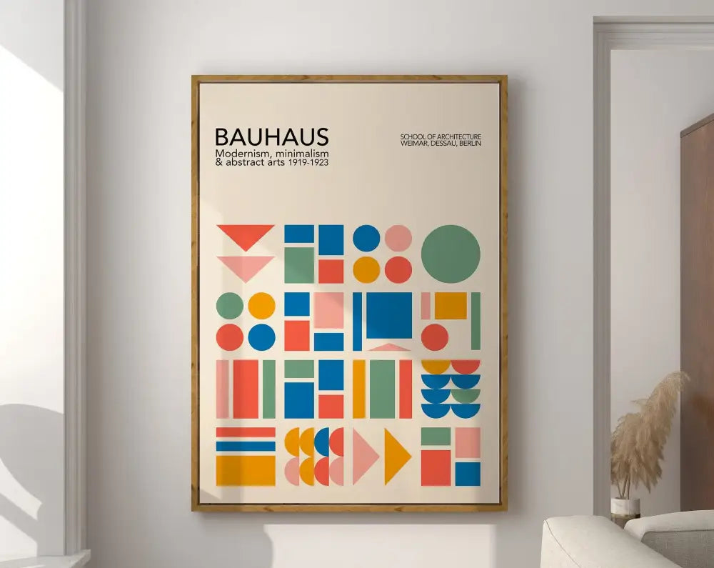 Bauhaus purple & green geometric canvas poster living room decor
