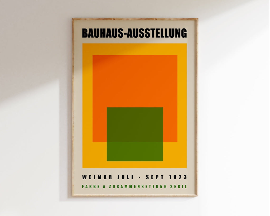 Bauhaus purple & green geometric canvas poster living room decor