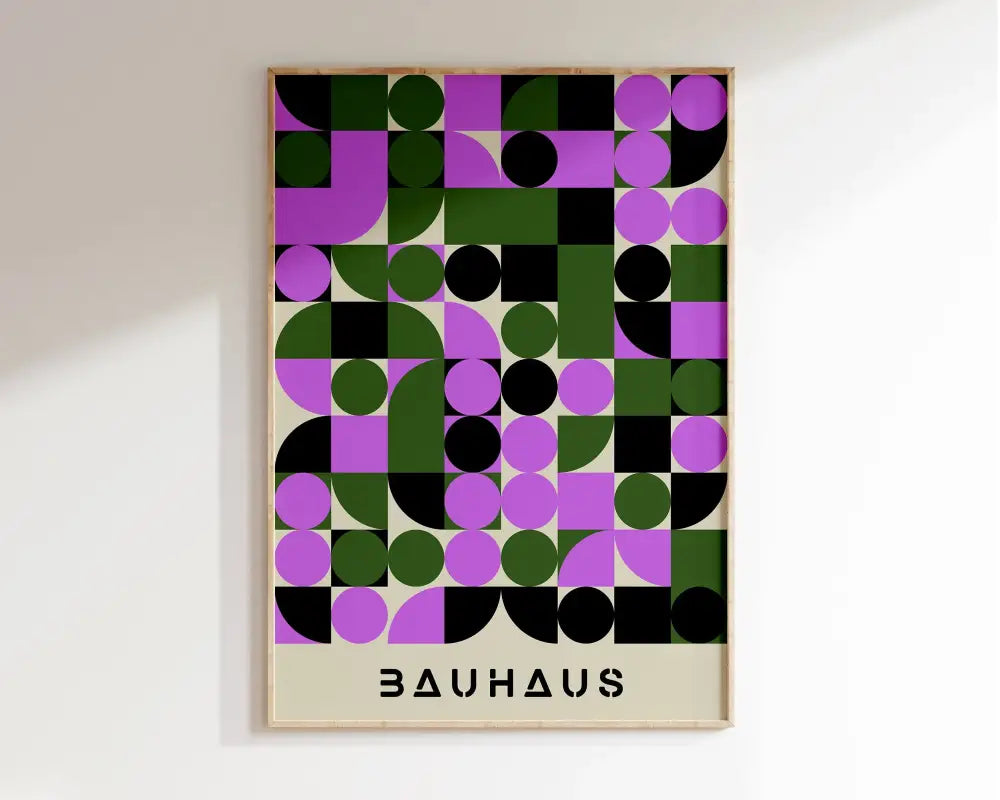 Bauhaus purple & green geometric canvas poster living room decor