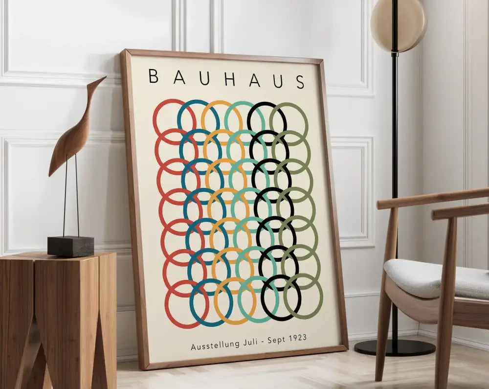 Bauhaus purple & green geometric canvas poster living room decor