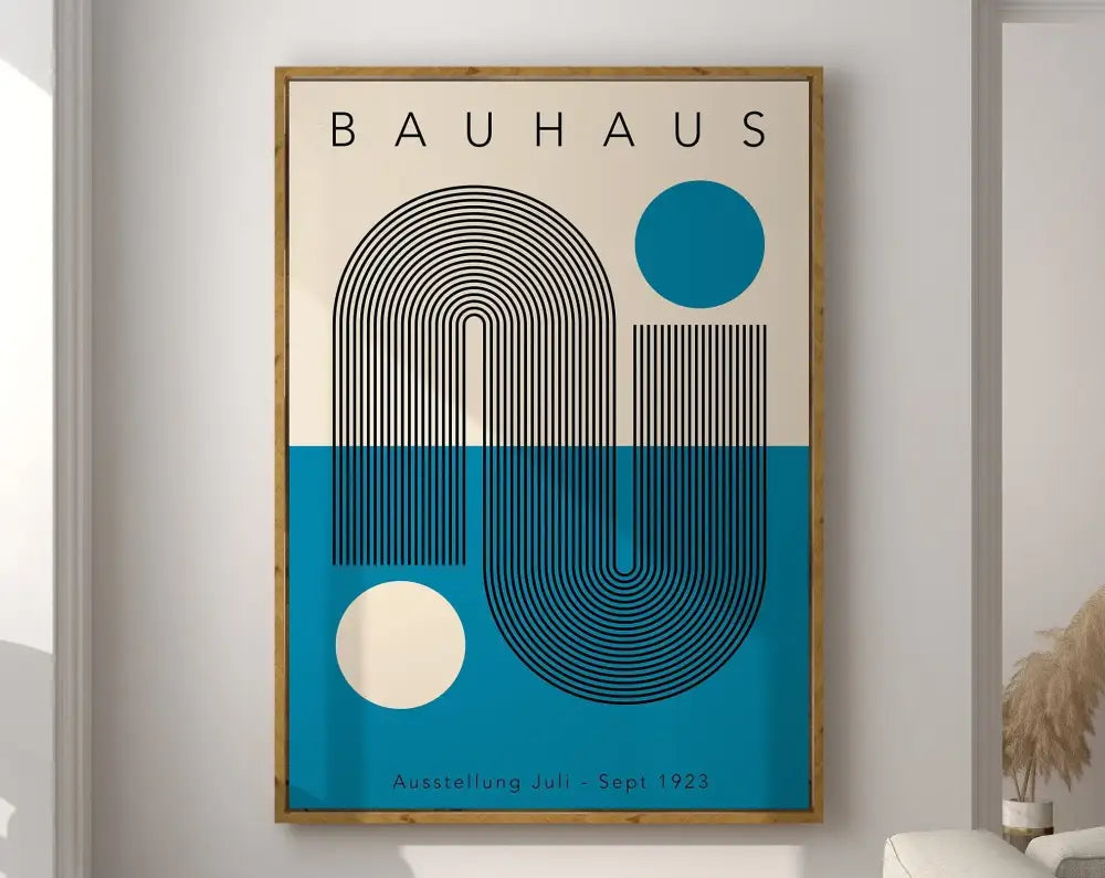 Bauhaus purple & green geometric canvas poster living room decor