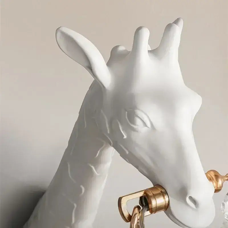 White ceramic giraffe love wall lamp bedroom crystal sconce