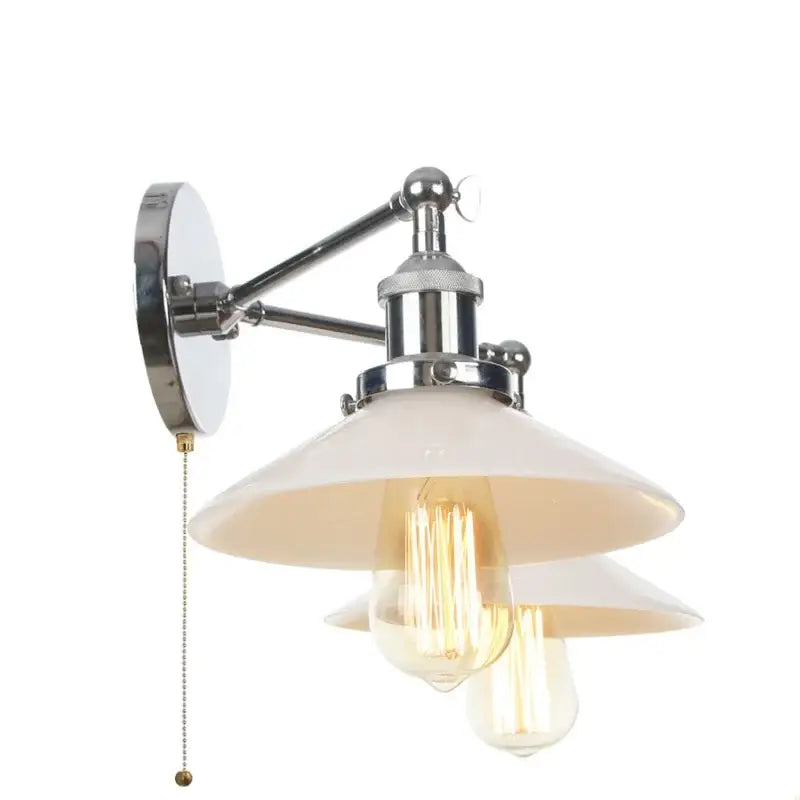 DecorBites™ Glass 2-Light Wall Sconce with Pull Chain Switch for Bedroom and Bathroom