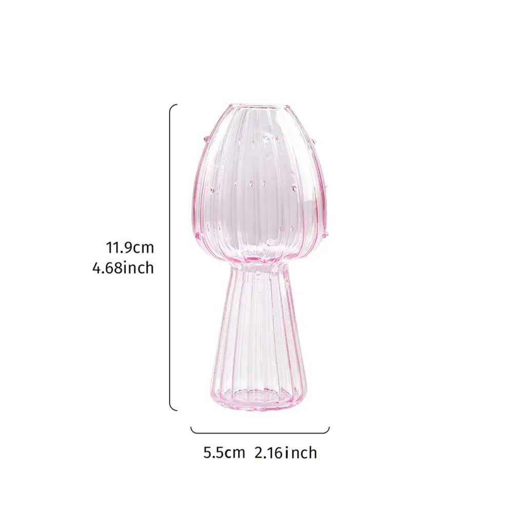 Colorful glass mushroom hydroponic planter set for garden and home